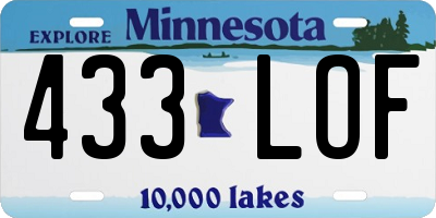 MN license plate 433LOF