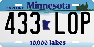 MN license plate 433LOP