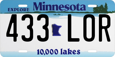 MN license plate 433LOR