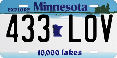 MN license plate 433LOV