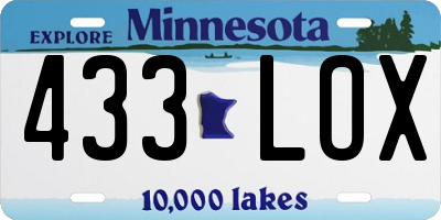MN license plate 433LOX