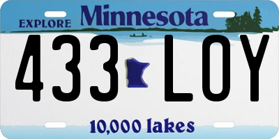 MN license plate 433LOY