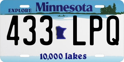 MN license plate 433LPQ