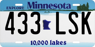 MN license plate 433LSK