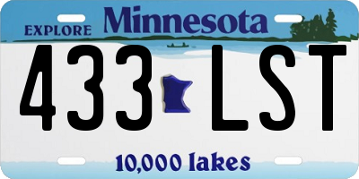 MN license plate 433LST