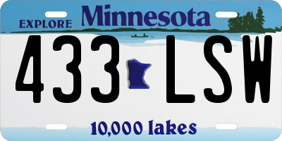 MN license plate 433LSW
