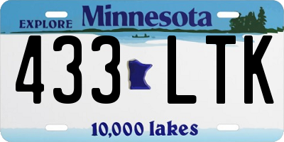 MN license plate 433LTK