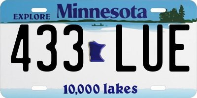 MN license plate 433LUE