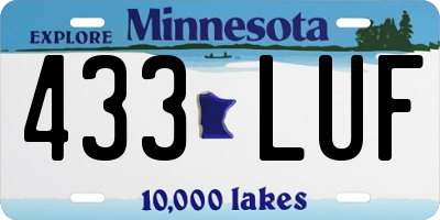 MN license plate 433LUF