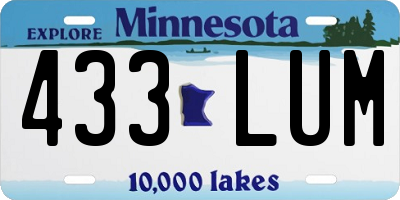 MN license plate 433LUM