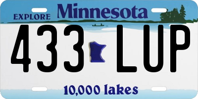 MN license plate 433LUP