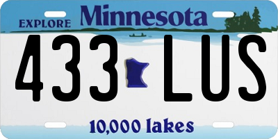 MN license plate 433LUS