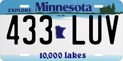 MN license plate 433LUV