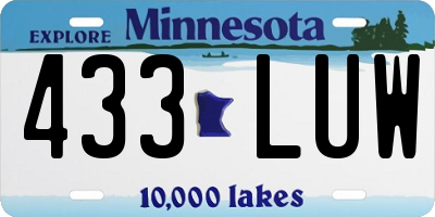 MN license plate 433LUW