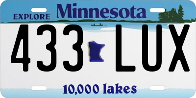 MN license plate 433LUX