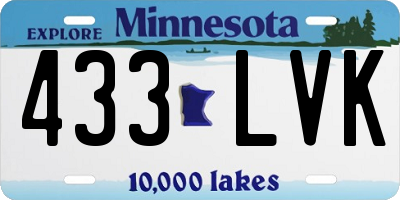 MN license plate 433LVK