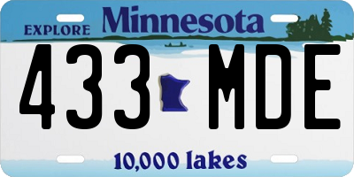 MN license plate 433MDE