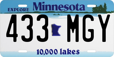 MN license plate 433MGY