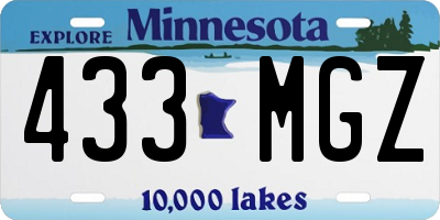 MN license plate 433MGZ