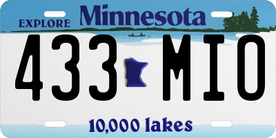 MN license plate 433MIO