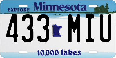 MN license plate 433MIU