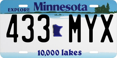 MN license plate 433MYX