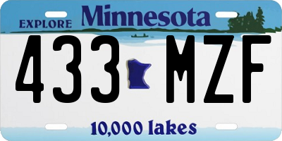 MN license plate 433MZF
