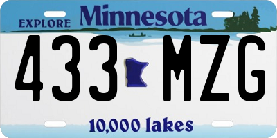 MN license plate 433MZG