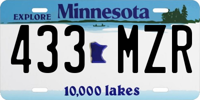 MN license plate 433MZR