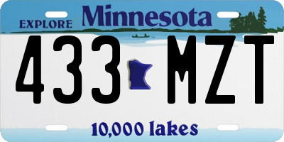 MN license plate 433MZT
