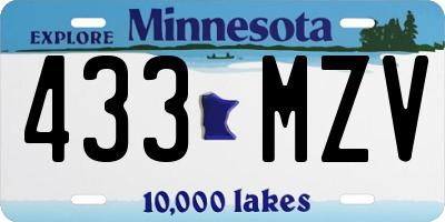 MN license plate 433MZV