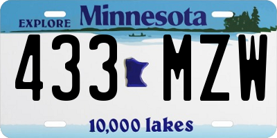MN license plate 433MZW