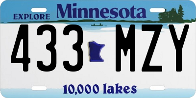 MN license plate 433MZY