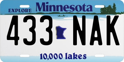 MN license plate 433NAK