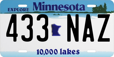 MN license plate 433NAZ