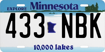 MN license plate 433NBK