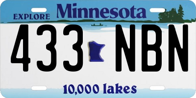 MN license plate 433NBN