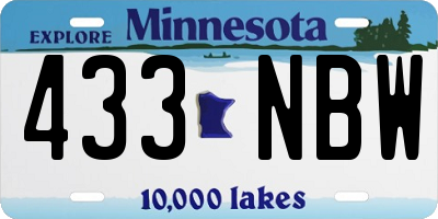 MN license plate 433NBW