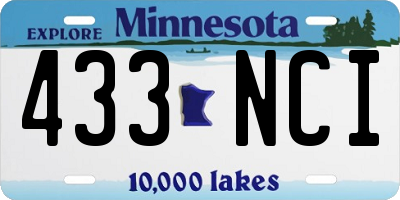 MN license plate 433NCI