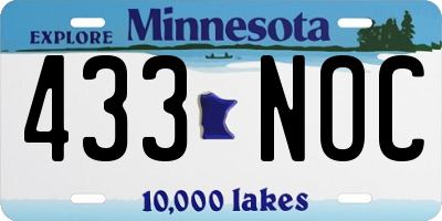 MN license plate 433NOC
