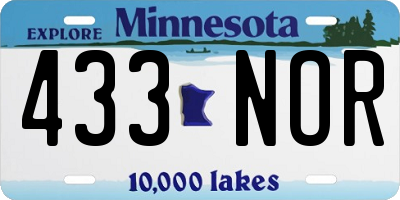 MN license plate 433NOR