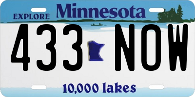 MN license plate 433NOW