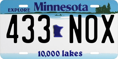 MN license plate 433NOX