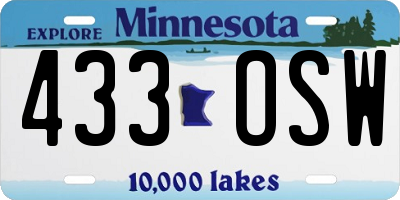 MN license plate 433OSW