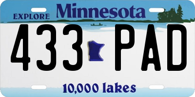 MN license plate 433PAD