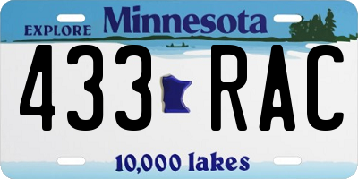 MN license plate 433RAC