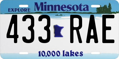MN license plate 433RAE