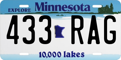 MN license plate 433RAG