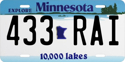 MN license plate 433RAI