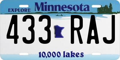 MN license plate 433RAJ